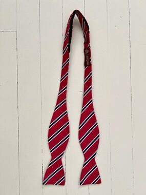 Original Penguin Red/Navy/White Striped Self-Tie Bow Tie